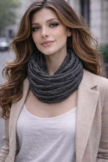 Pellavainen tuubihuivi musta/harmaa